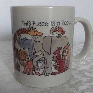 70s Vintage Adorable Crockery-Like Ceramic Coffee Mug w/ Animals